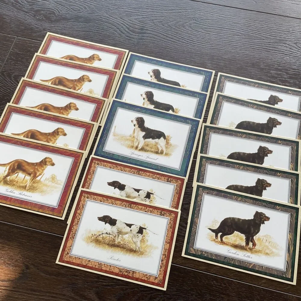Lot of 15 Blank Hallmark Greeting Cards; Dogs by Joel Kirk; Retriever, Pointer